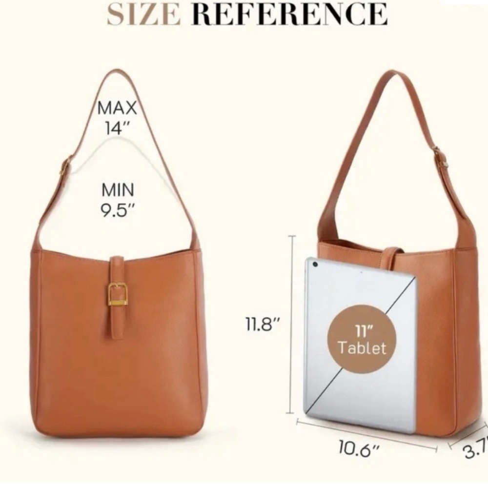 Elegant Tan Vegan LeatherShoulder Bag New - Picture 2 of 3